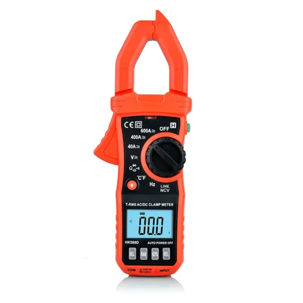 HK588D 4000Count True RMS AC/DC Clamp Meter with Temperature Testing