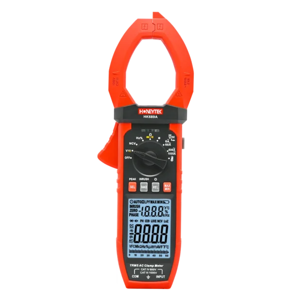 HK689A 6000 Counts 1000AC 1000V AC/DC Double-molded TRMs Clamp Meter