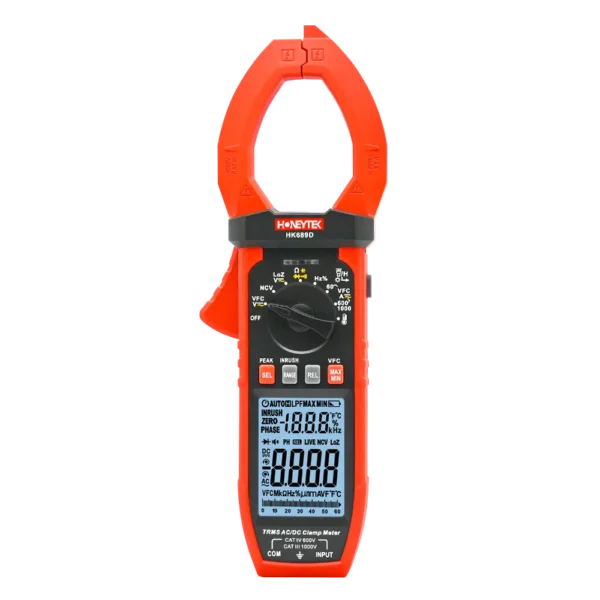 HK689D 6000 Counts 1000A/1000V AC/DC Double-molded TRMs Clamp Meter