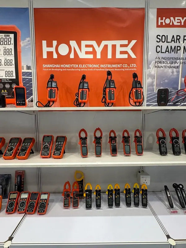 Honeytek digital multimeters and clamp meters displayed at HKTDC 2026-05